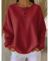 Verena | Damen Pullover mit Knöpfen am Ausschnitt in Rot