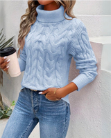 Verena | Damen Strickpullover mit Rollkragen in Blau