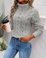 Verena | Damen Strickpullover mit Rollkragen in Grau