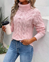 Verena | Damen Strickpullover mit Rollkragen in Rosa