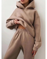 Veronika | Damen Jogginganzug mit Hoodie und Jogginghose, Zweiteiler in Braun