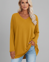 Vesperina | Damen V-Ausschnitt Langarmshirt in Gelb