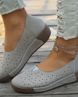 Viktoria | Damen Plateau Loafer mit Lochperforation in Grau