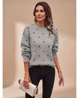 Violetta | Damen Strickpullover mit Punkten und Komfort in Grau