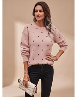 Violetta | Damen Strickpullover mit Punkten und Komfort in Rosa