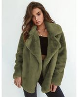 Vivian | Damen Winterjacke aus Kunstpelz mit Oversize Schnitt und Auffälliger Optik in Olivgrün