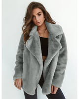Vivian | Damen Winterjacke aus Kunstpelz mit Oversize Schnitt und Auffälliger Optik in Grau