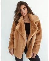 Vivian | Damen Winterjacke aus Kunstpelz mit Oversize Schnitt und Auffälliger Optik in Hellbraun