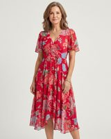 Zafrina | Midi-Kleid mit abstraktem Muster in Rot