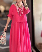 Morocco™ Baumwoll-Leinen-Set im Lagenlook / Zweiteilig, Charme, der Grenzen überschreitet! in Pink