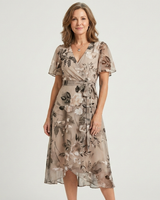 Zafrina | Midi-Kleid mit abstraktem Muster in Beige