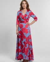 Danielle | Dreiviertelarm V-Ausschnitt Blumen Maxi Kleid in Blumen