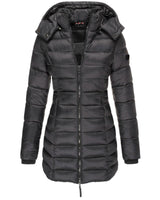 Damen warme Daunenjacke mit Kapuze Olivia in Schwarz