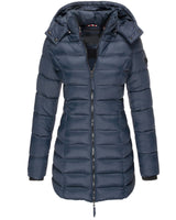 Damen warme Daunenjacke mit Kapuze Olivia in Dunkelblau