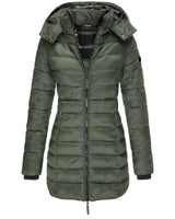 Damen warme Daunenjacke mit Kapuze Olivia in Grün