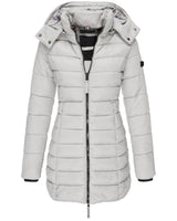 Damen warme Daunenjacke mit Kapuze Olivia in Grau