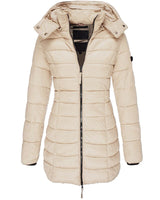 Damen warme Daunenjacke mit Kapuze Olivia in Khaki