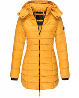Damen warme Daunenjacke mit Kapuze Olivia in Gelb