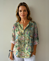 Addison | Blumenmuster Knotenverschluss Bluse in Grün