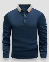 Ramesh - Langarm Polo Hemd in Marineblau