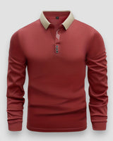 Ramesh - Langarm Polo Hemd in Rot