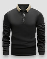 Ramesh - Langarm Polo Hemd in Schwarz
