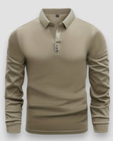Ramesh - Langarm Polo Hemd in Khaki