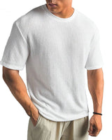 Herren Texturierte Rundhalsausschnitt T-Shirt in Weiß