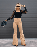Twinkle | Stilvolle Flare-Beute-Jeans in Khaki