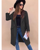 Wiebke | Damen Trenchcoat in Langer Form mit Kragen, Knöpfen und Taschen in Schwarz