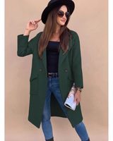 Wiebke | Damen Trenchcoat in Langer Form mit Kragen, Knöpfen und Taschen in Schwarzgrün