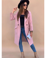Wiebke | Damen Trenchcoat in Langer Form mit Kragen, Knöpfen und Taschen in Rosa