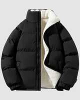 Wilhelmine | Damen Pufferjacke mit Kapuze, Weiche Fleece Fütterung und Komfort Design in Schwarz