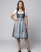 Wilma | Damen Oktoberfest Dirndl Mit Verzierung Und Schleifen Akzent in Grau