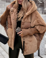 Winterjacke Damen Oversized mit Teddyfutter in Braun