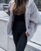 Winterjacke Damen Oversized mit Teddyfutter in Grau