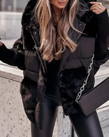 Winterjacke Damen Oversized mit Teddyfutter in Schwarz