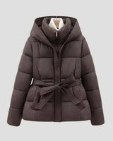Winterjacke Mit Gürtel in Braun