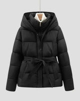 Winterjacke Mit Gürtel in Schwarz