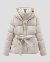 Winterjacke Mit Gürtel in Beige