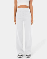 Nina | Elastische Hose mit hoher Taille in Weiß