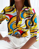 Elle | Schicke Bluse mit Kragen in Gelbes Labyrinth