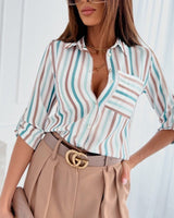 Elle | Schicke Bluse mit Kragen in Streifenmuster