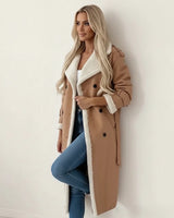 Karin | Damen Sherpa Langer Wintermantel in Khaki