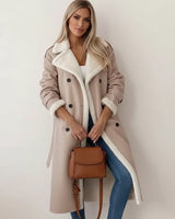 Karin | Damen Sherpa Langer Wintermantel in Beige