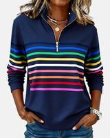 Mourinda - Gestreiftes Sweatshirt in Viertellänge in Marineblau