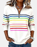 Mourinda - Gestreiftes Sweatshirt in Viertellänge in Weiß