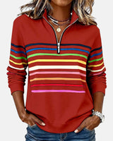 Mourinda - Gestreiftes Sweatshirt in Viertellänge in Rot