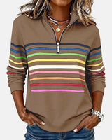 Mourinda - Gestreiftes Sweatshirt in Viertellänge in Khaki