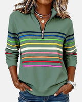 Mourinda - Gestreiftes Sweatshirt in Viertellänge in Grün